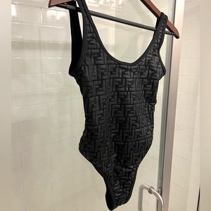 Fendi FF Embossed One Piece Swimsuit 'Black'